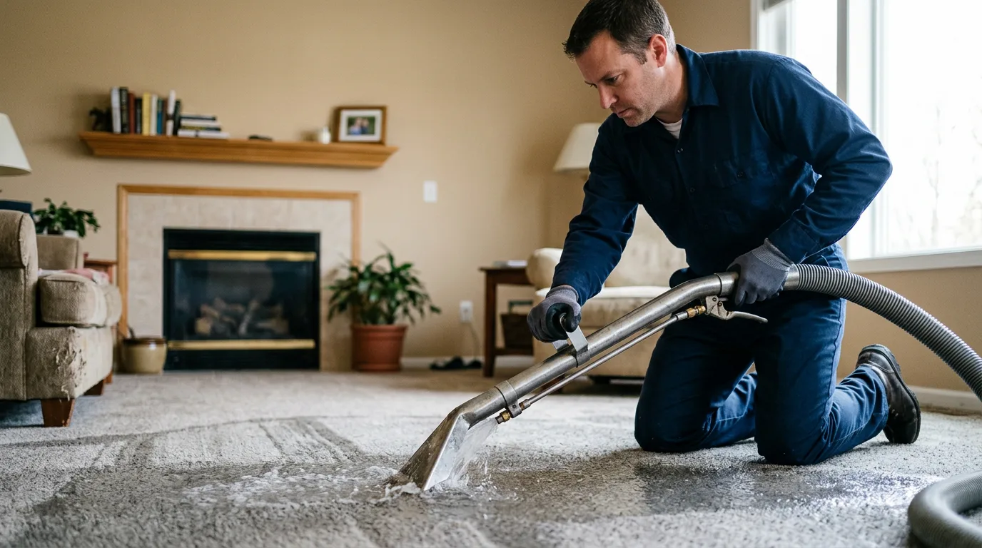 Water damage restoration technician working near Weyerhaeuser, WI